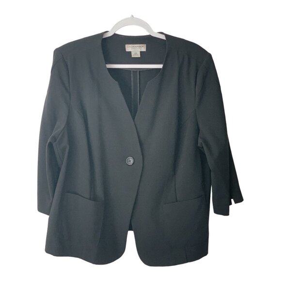 Women's Black 3/4 Sleeve Waist Length Business Jacket - Blazer - Size 18 - Picture 1 of 2